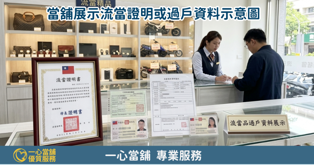 流當機車 如何購買?當舖展示流當證明或過戶資料的圖片
